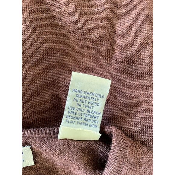 Lord & Taylor Womens Petite Cardigan PM Brown 100% Italian Merino Wool - Picture 5 of 5